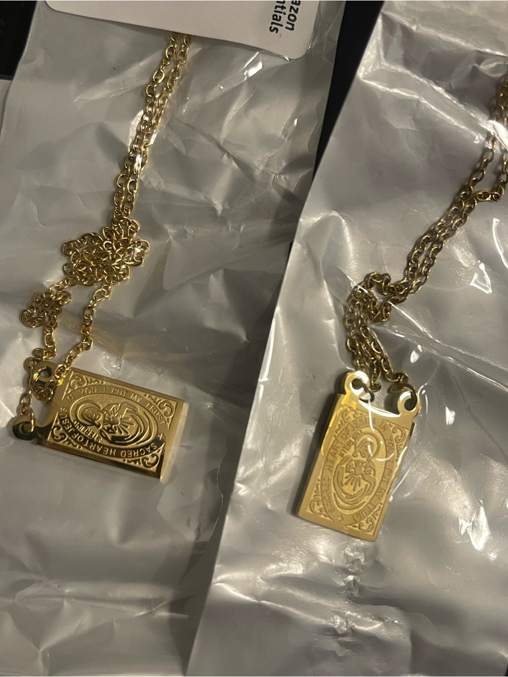 Two Amazon Gold plated Religious Pendants Necklaces - Women Accessories